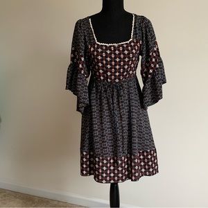 Umgee Flutter Sleeve Prairie  Dress  Strappy Back  Size S